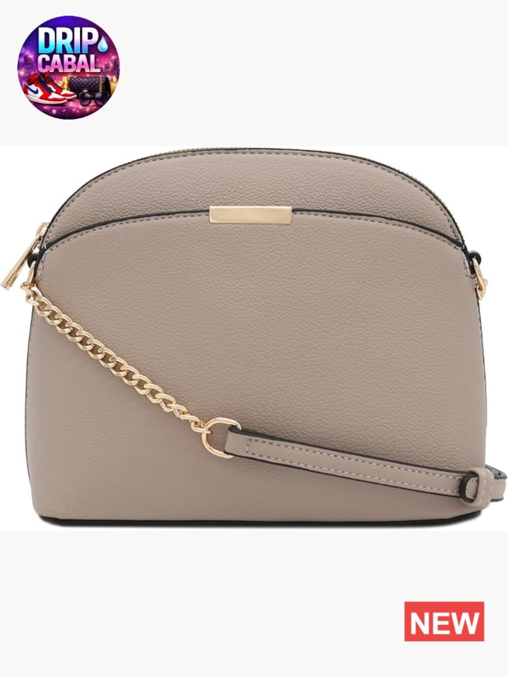 Faux Leather Small Dome Crossbody Bag with Chain Strap